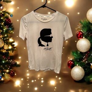 Karl Lagerfeld Silhouette White Tee, T-Shirt